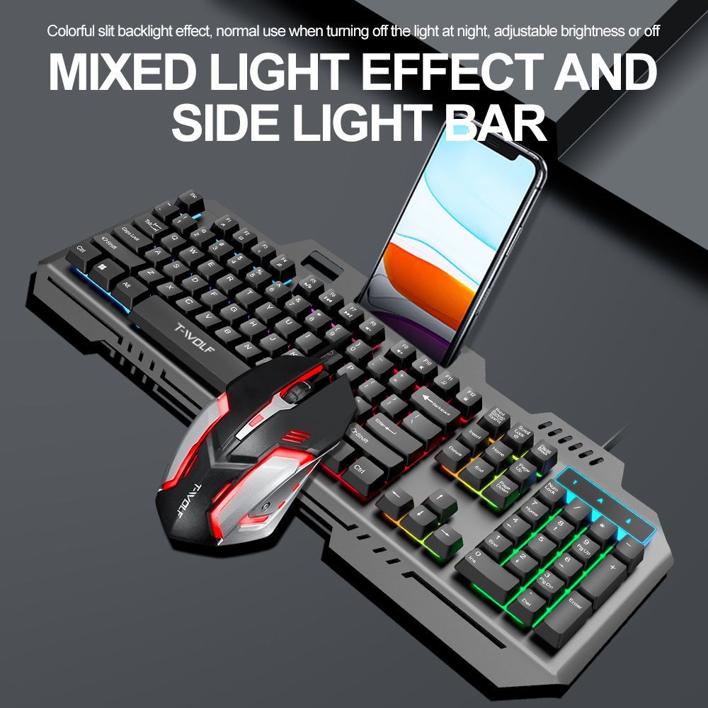 T WOLF TF600 Backlit Wired 104 - Gaming Keyboard And Mouse Combo 评论和价格