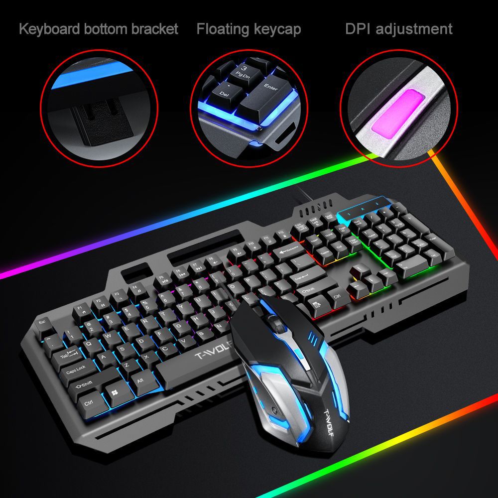 T WOLF TF600 Backlit Wired 104 - Gaming Keyboard And Mouse Combo 评论和价格