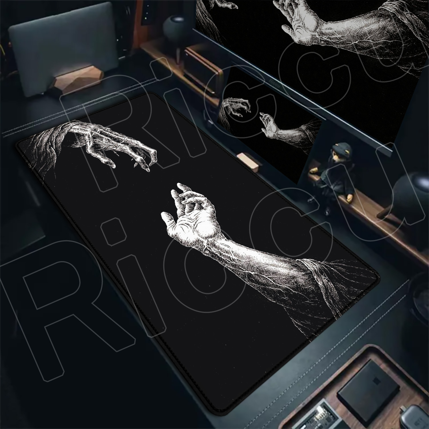 HD Large Black White XXL Gothi - Gaming Keyboard Hand 评论和价格