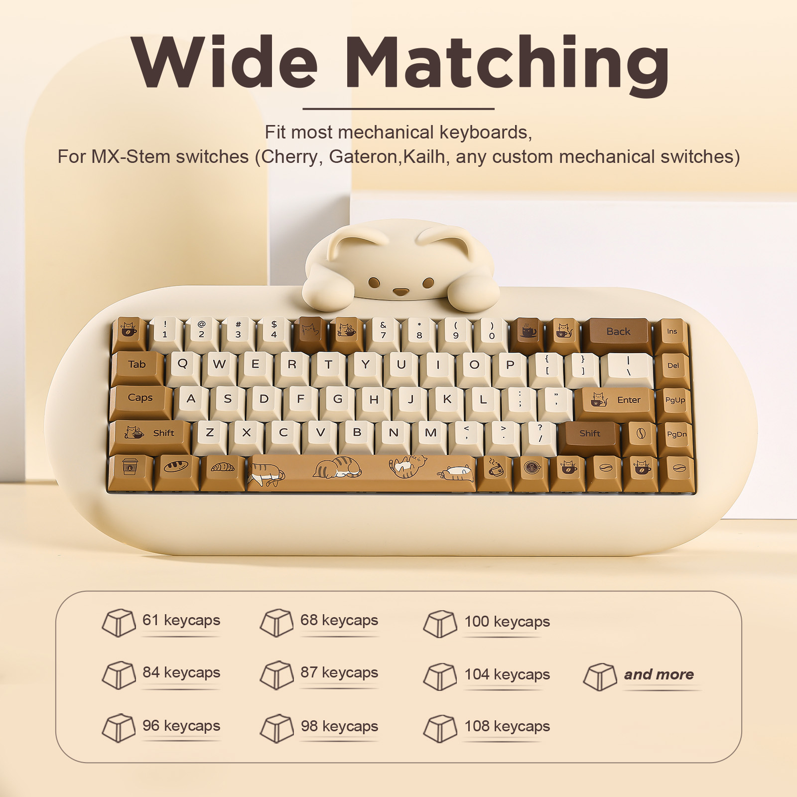 YUNZII Coffee Cat PBT Keycaps, - Gaming Keyboard Extension 评论和价格