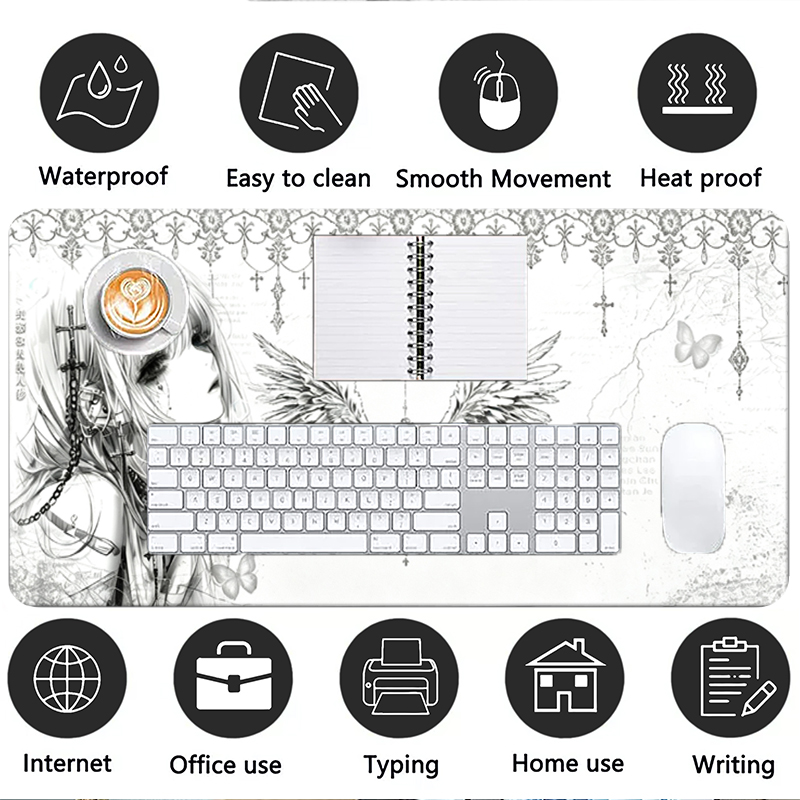 Leather Mousepad Black White A - Keyboard Gaming Black 评论和价格