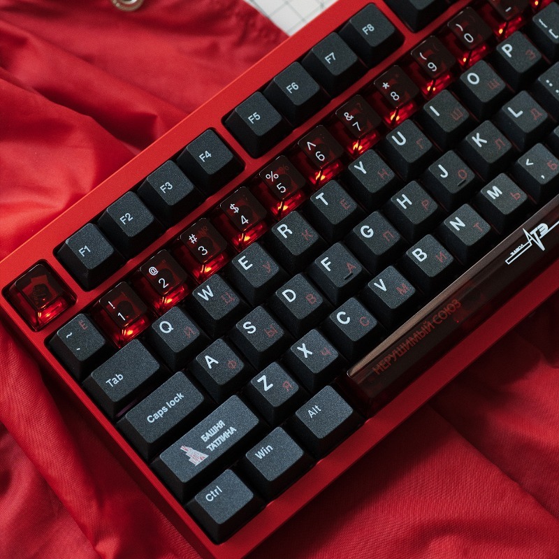 Soviet Black Theme Keycaps Set - Keyboard Gaming Black 评论和价格